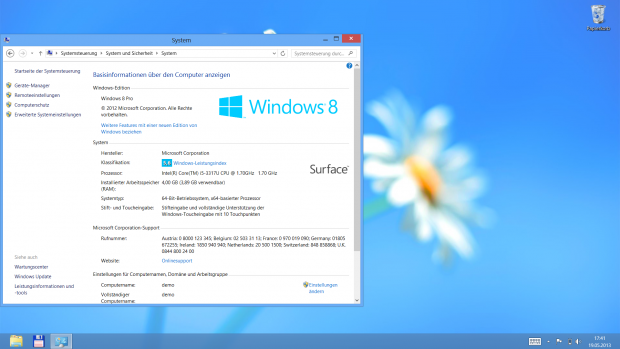 Surface Pro mit Windows 8 Pro(Bild: Screenshot: Golem.de)